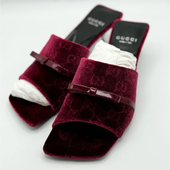 Gucci GG Jacquard Bow Slide Sandals 37 - Picture 2 of 10